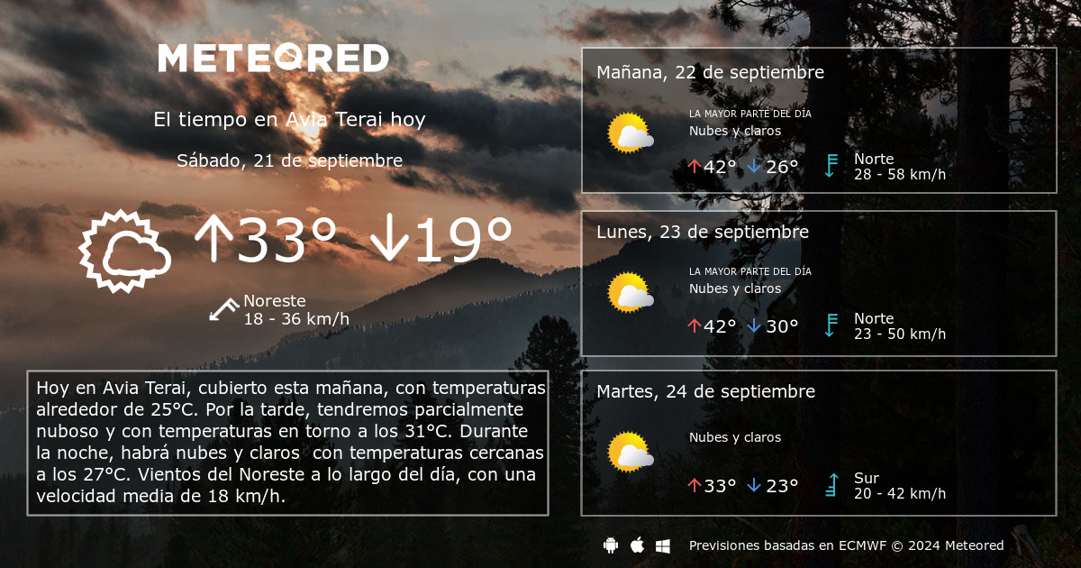 El tiempo en Avia Terai por horas Meteored