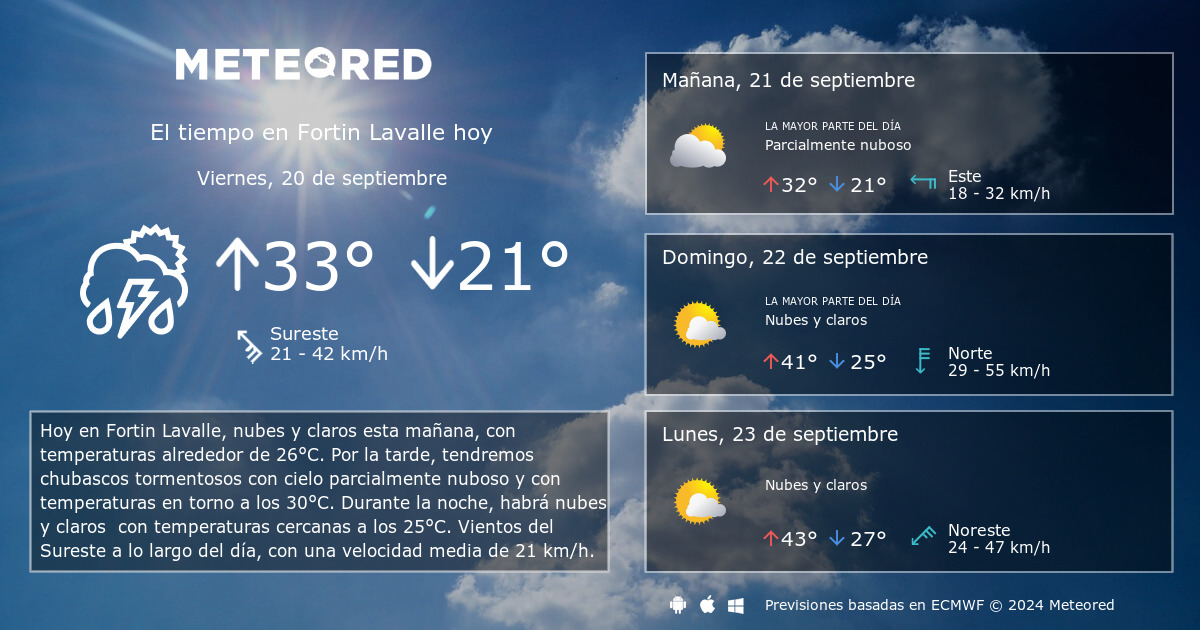 El tiempo en Fortin Lavalle por horas Meteored