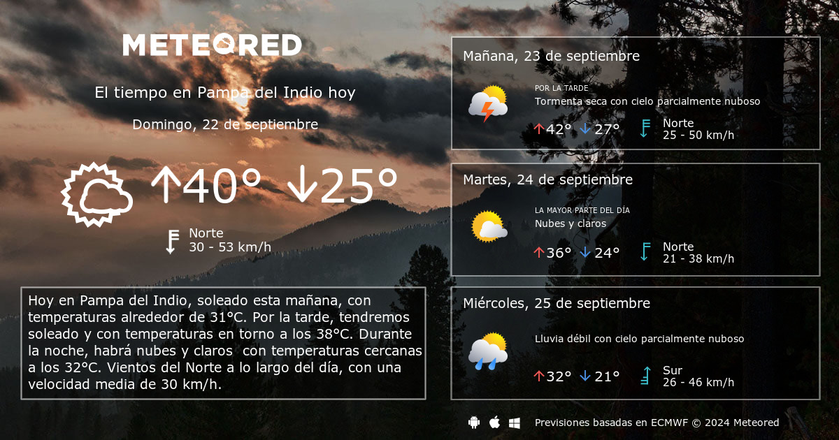 El tiempo en Pampa del Indio por horas Meteored