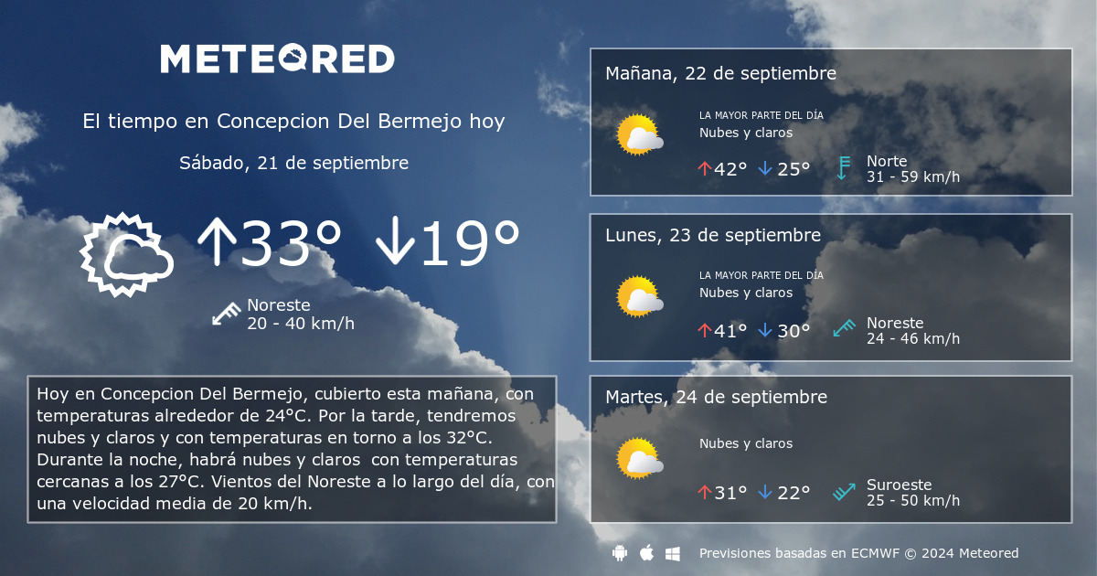 El Tiempo en Concepcion Del Bermejo. Predicci n a 14 d as Meteored